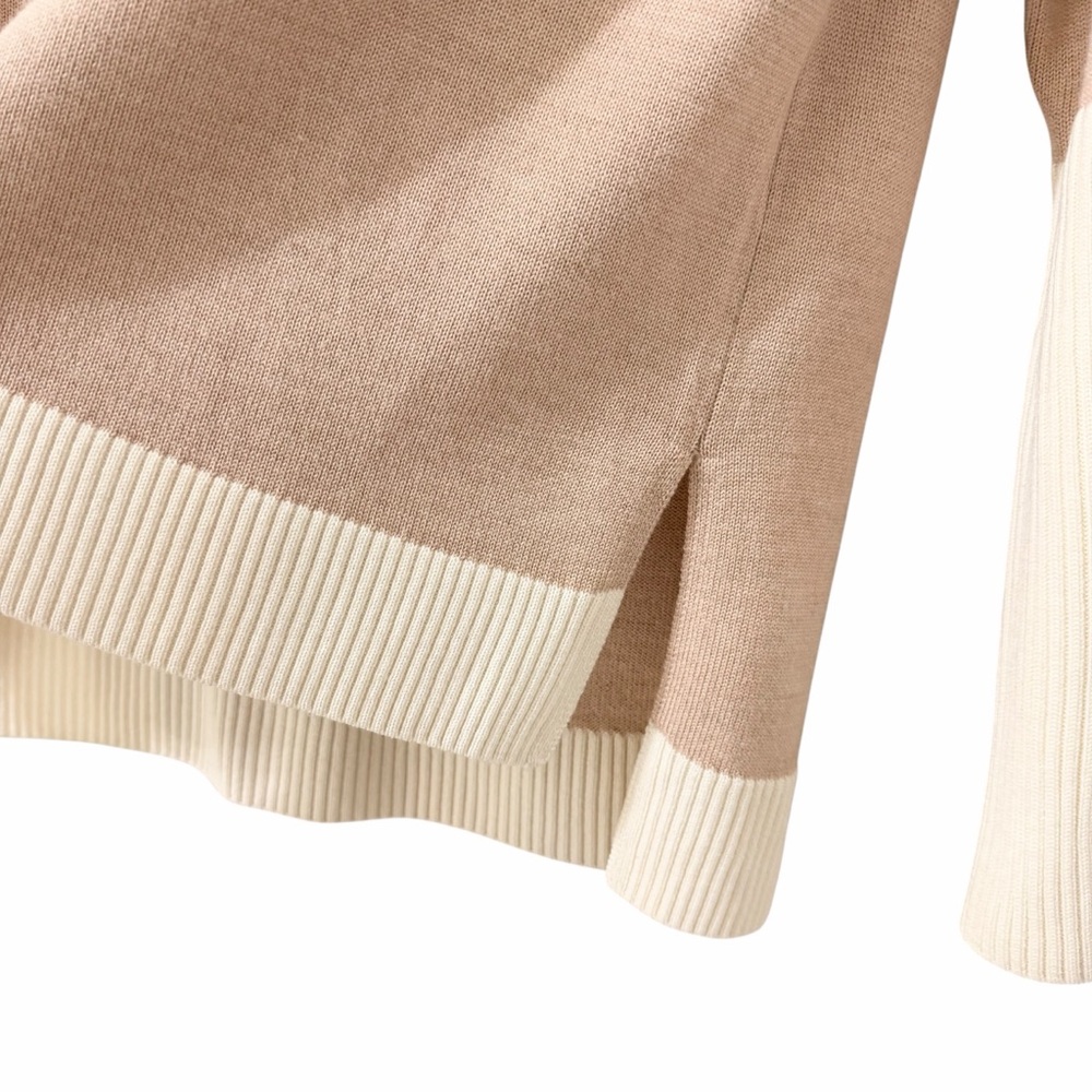 AMOUR VERT Merino Wool Colorblock Sweater Tan Cream Size XS - Picture 5 of 10